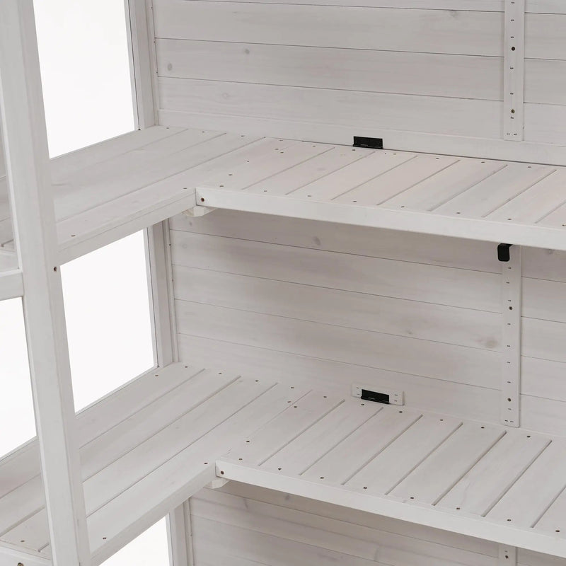 TOPMAX 78-Inch Wooden Greenhouse with Skylights and Folding Shelves by HouseOfZazla