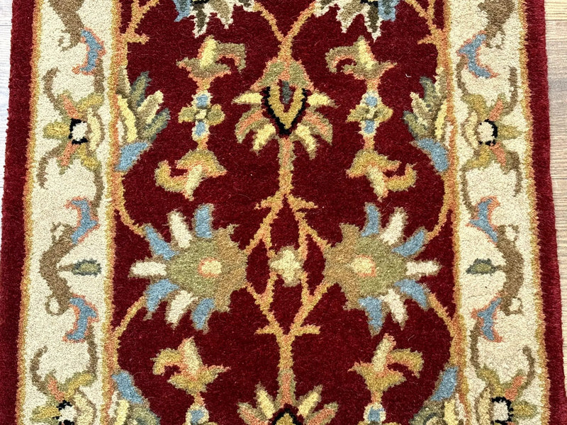 Small Floral Wool Rug 2x3, Safavieh Heritage Collection, Dark Red & Cream by Jewel Rugs