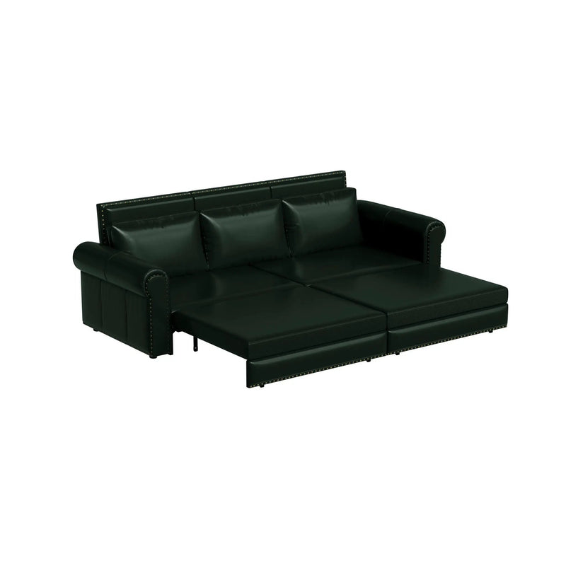 3 In 1 Convertible Sleeper Sofa With Nailhead Trim & Rolled Arm by HouseOfZazla