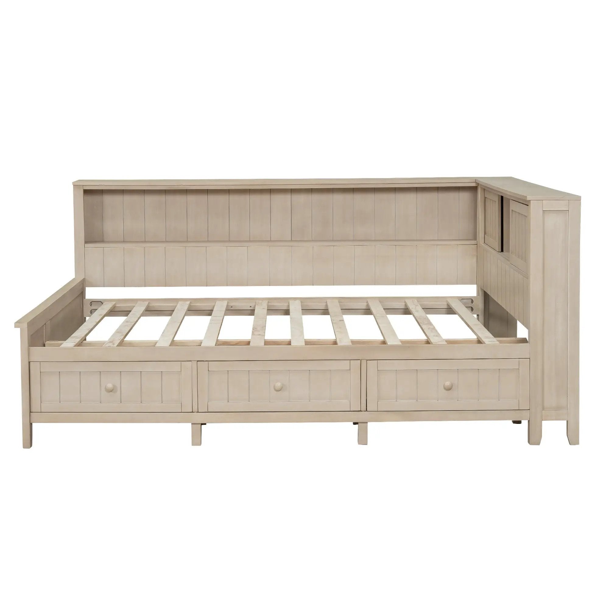 Full Size Wood Daybed with Storage Shelves and 3 Drawers by HouseOfZazla