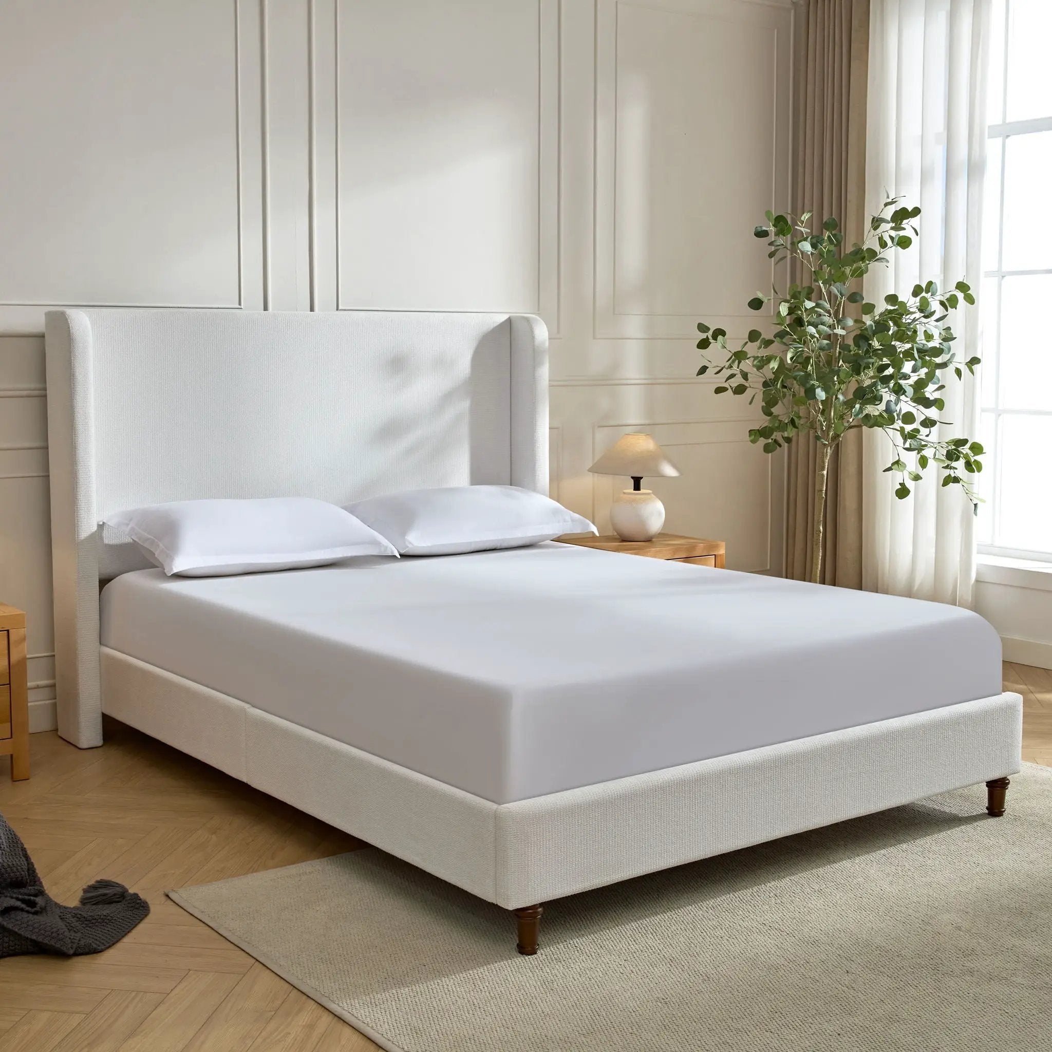 Harper - Tall Headboard Upholstered Bed / High Headboard / Elegant Simplicity / No Box Spring Needed by Unique Piece Furniture