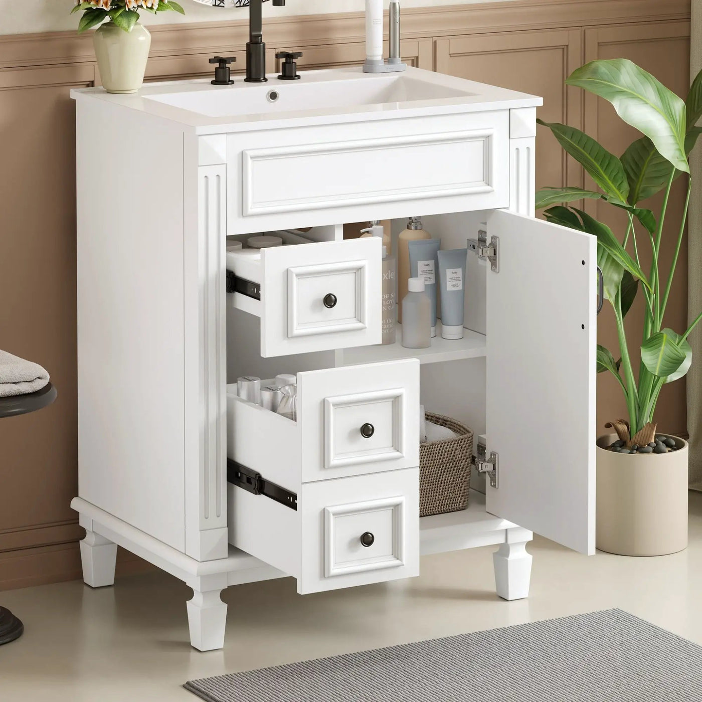 Bathroom Vanity With Sink, Compact Cabinet & 2 Drawers by HouseOfZazla