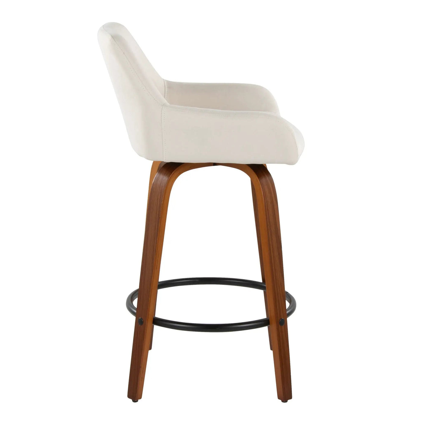 Daniella - Contemporary Fixed Height Counter Stool With Swivel With Round Footrest (Set of 2) by HouseOfZazla