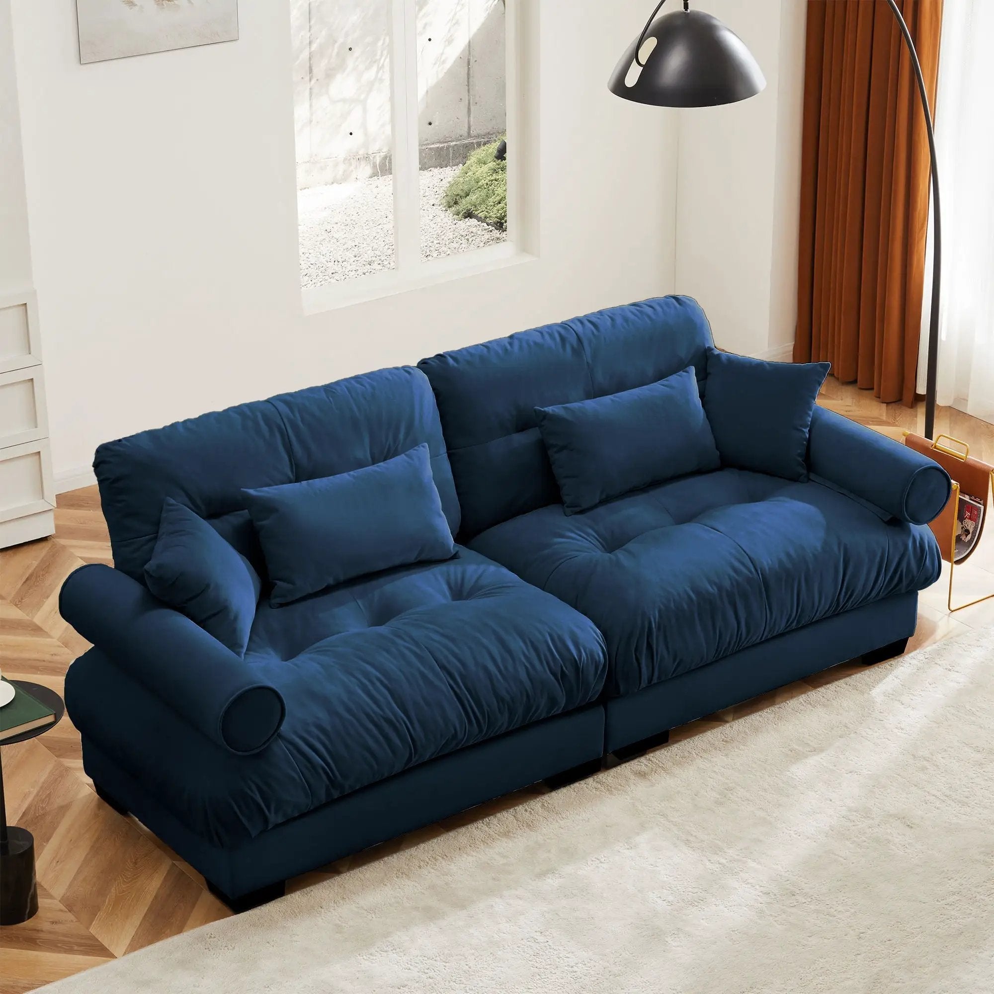 Modern Oversize Sofa With Cloud Like Comfort, Featuring Waist And Throw Pillows by Unique Piece Furniture