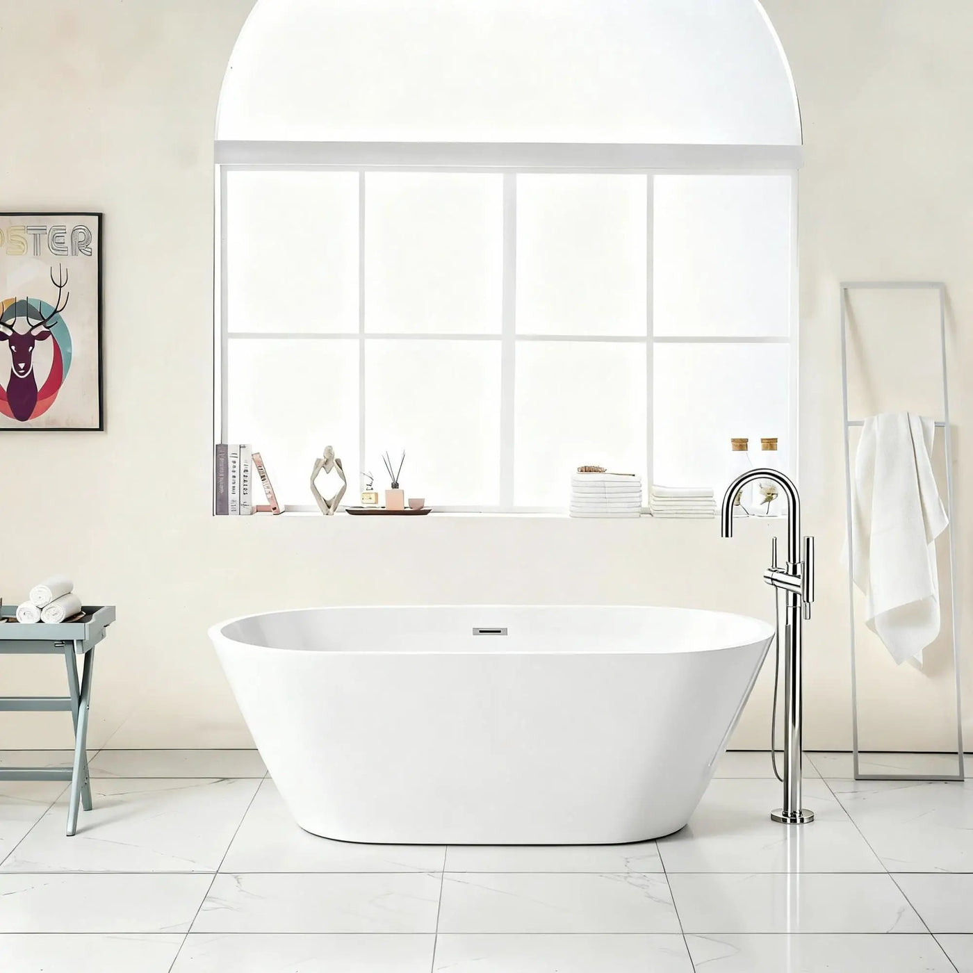 Gloss Freestanding Bathtub With Drain, Stand Alone Soaking Tub by HouseOfZazla