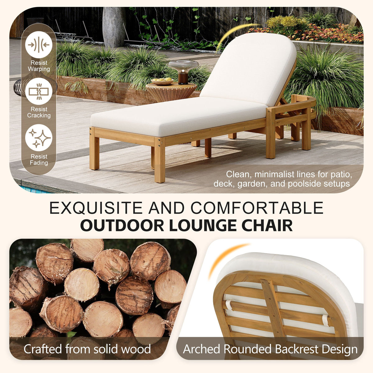 Outdoor Chaise Lounge With 5 Position Adjustable Backrest (Set of 2), photo 13 of 13