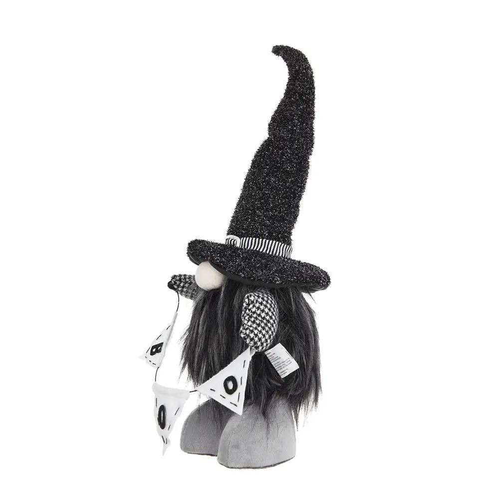 Set of 2 Black Fabric Gnomes with 'Boo' Banner by HouseOfZazla