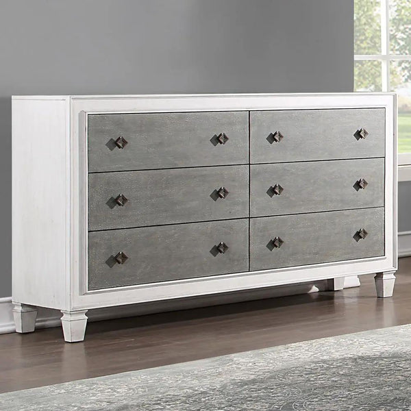 Katia - Commode - Gris rustique et Blanc vieilli