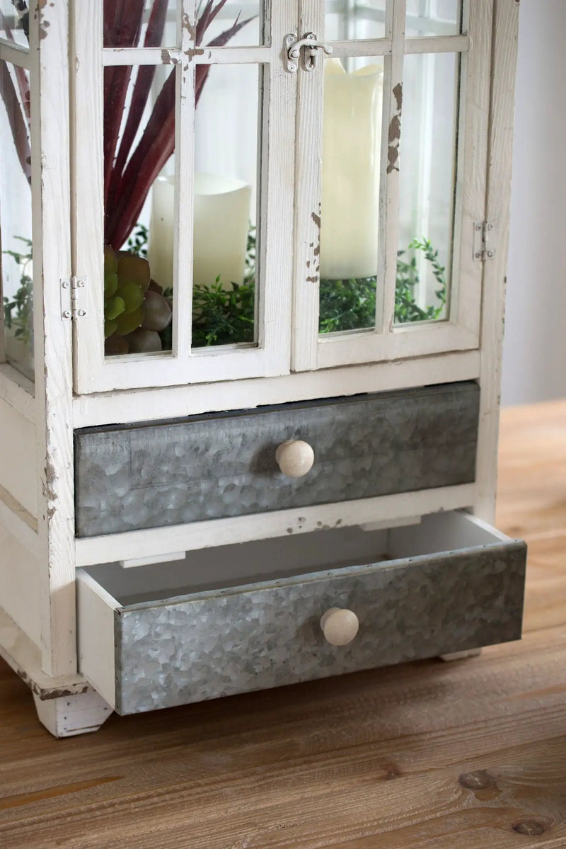 Wooden Candle Lantern Decorative, Hurricane Lantern Holder Decor For Indoor Outdoor, Home Garden Wedding - Ivory by Unique Piece Furniture