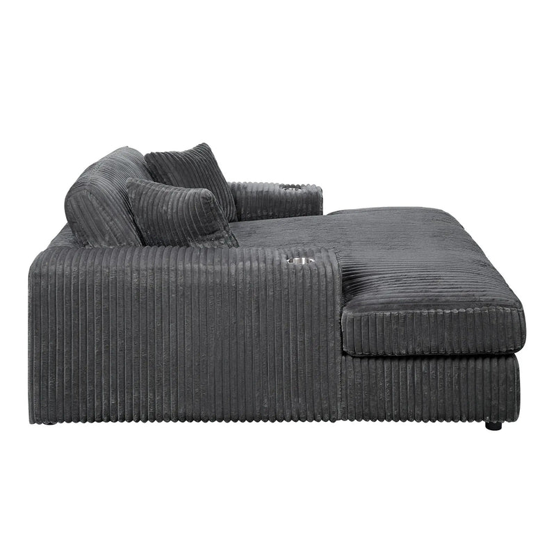 Hilde Chaise - With 2 Pillows - Dark Gray by Unique Piece Furniture