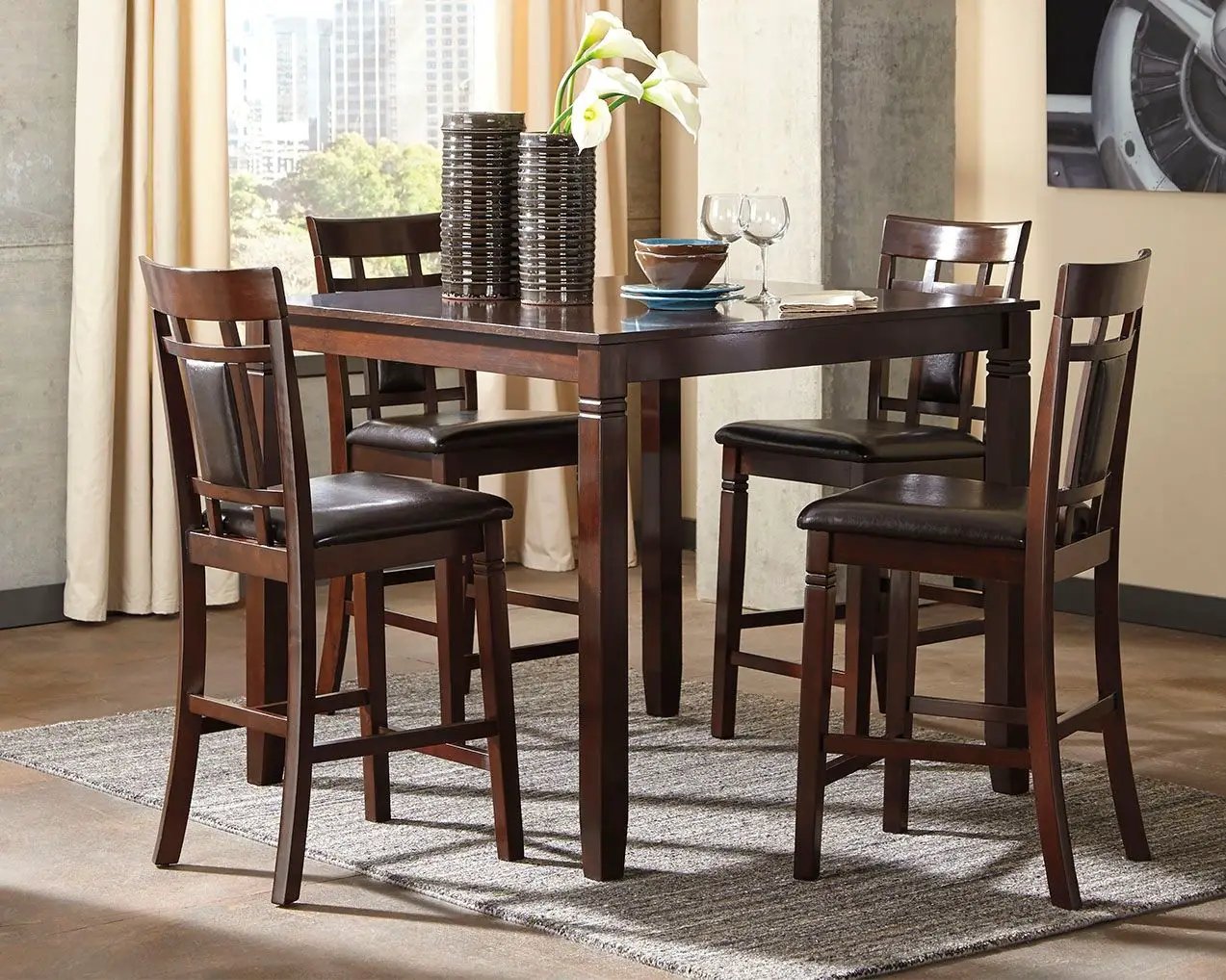 Bennox - DRM Counter Table Set (Set of 5) - Brown by Unique Piece Furniture