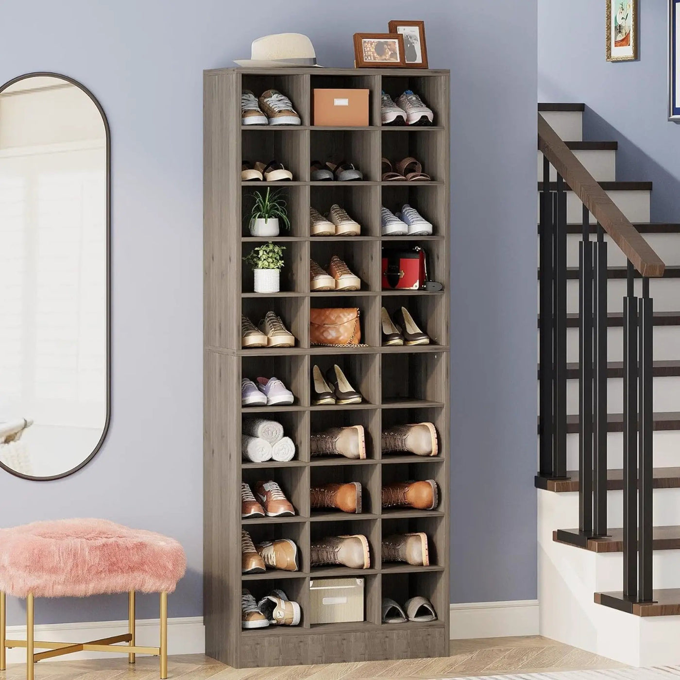 10 Tier Shoe Storage Cabinet With 30 Cubbies by HouseOfZazla