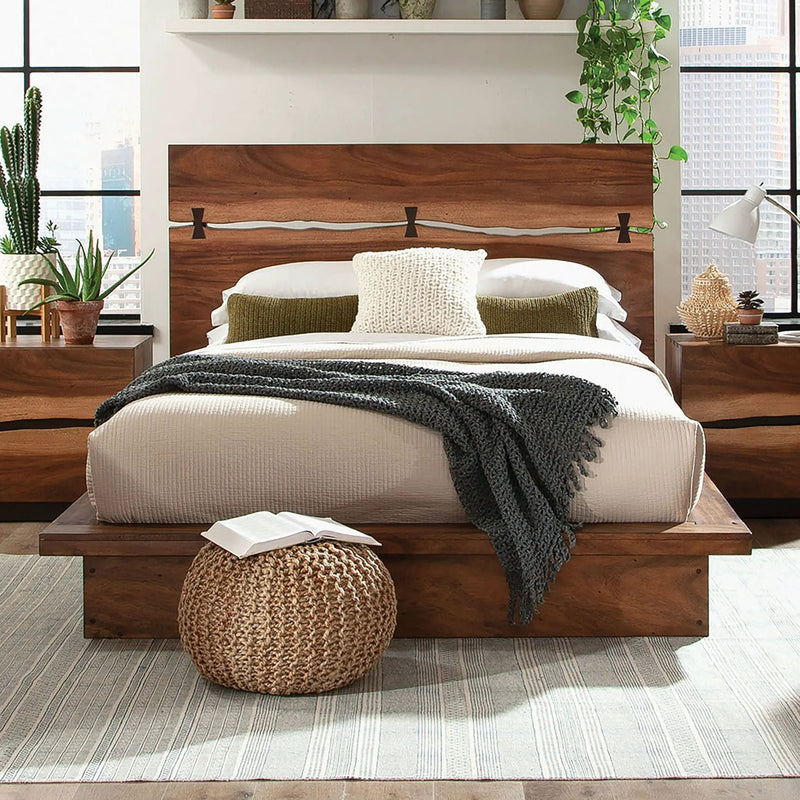 Winslow Wood California King Panel Bed Smokey Walnut by Unique Piece Furniture