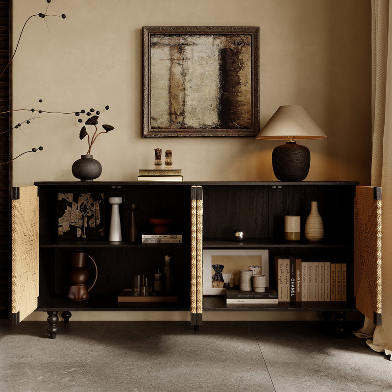 Accent Sideboard with Handwoven Seagrass Doors - Natural, photo 4 of 10