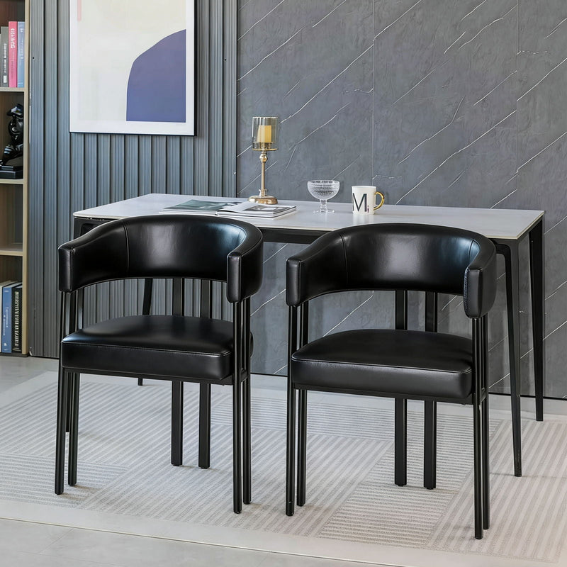 Modern Dining Upholstered Barrel Chair With Curved Back And Armrests by HouseOfZazla