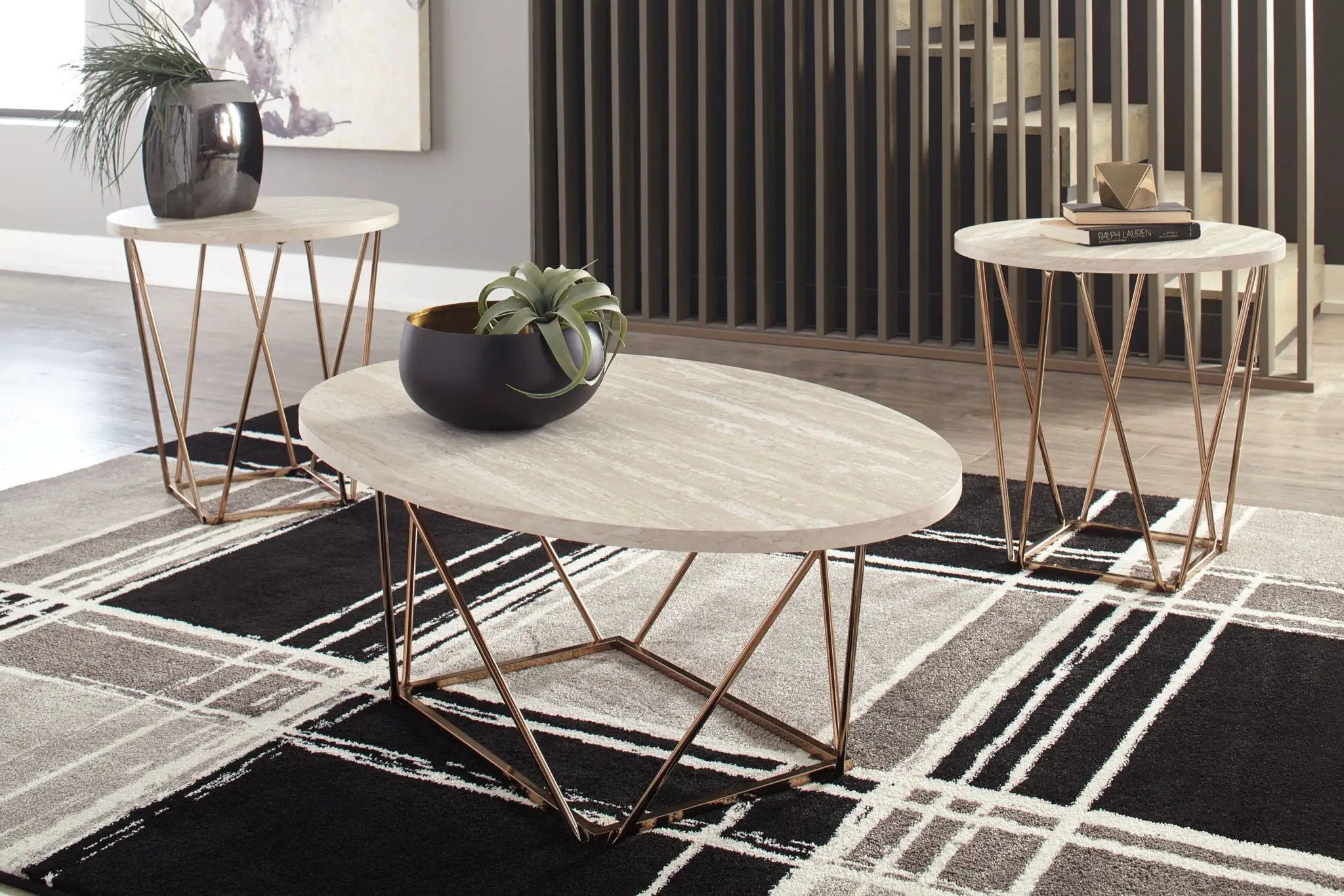 Tarica - Occasional Table Set (Set of 3) - White / Metallic by Unique Piece Furniture