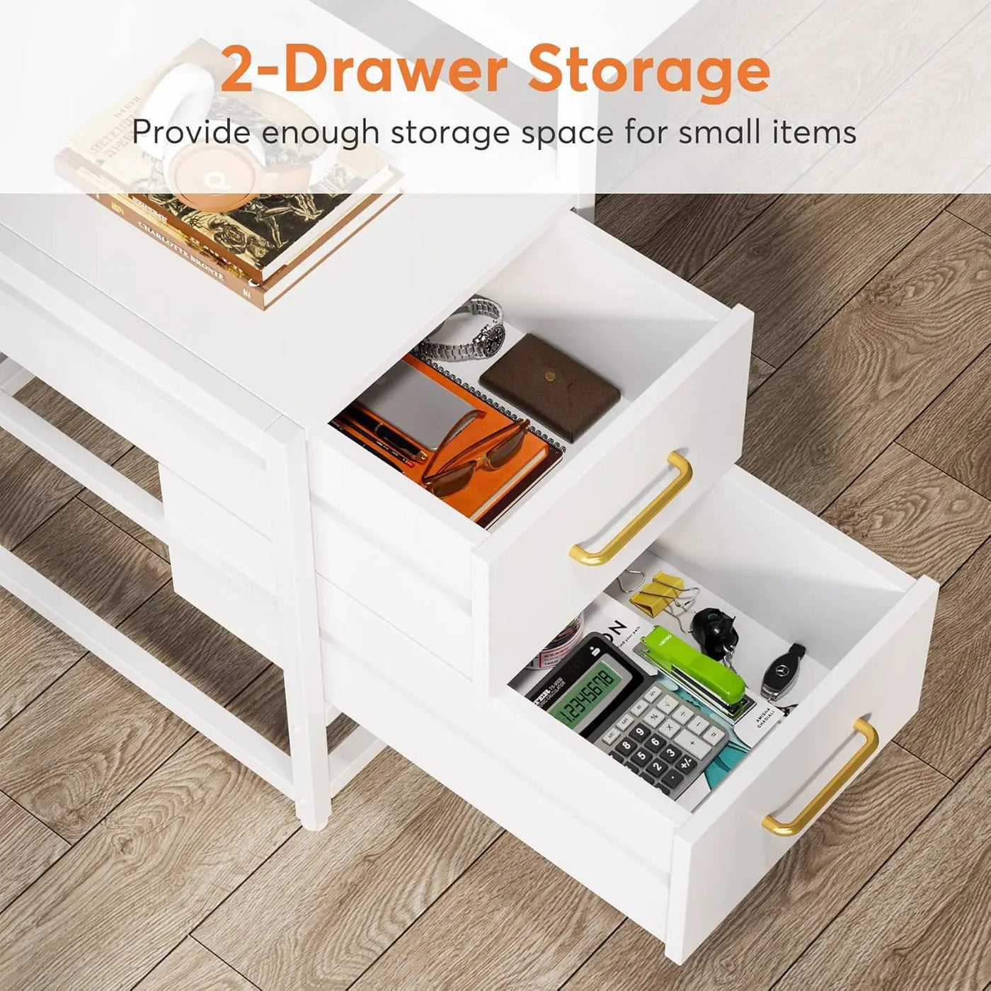 Computer Desk With Hutch, 2 Drawers & Open Shelves by HouseOfZazla