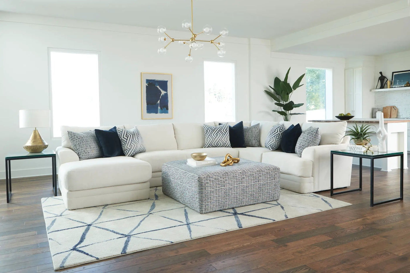 Polaris - Sectional With Comfort Coil Seating, 9 Included Accent Pillows And Included Cocktail Ottoman by Unique Piece Furniture