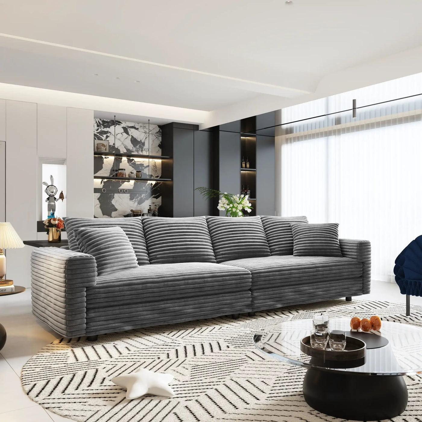 4 Seat Sofa, Deep Seat Couches With Soft Pillows by HouseOfZazla
