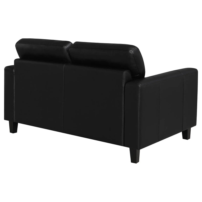 Scotland Faux Leather Upholstered Track Arm Loveseat Black by Unique Piece Furniture