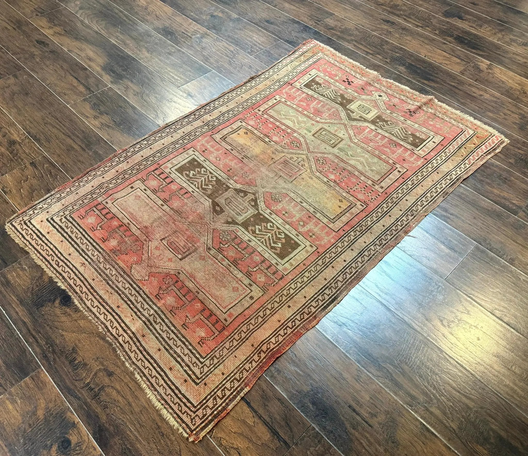 Antique Turkish Melas Rug 3x5, Geometric Carpet, 1920s Wool Rug, Bohemian Rug, Low Pile Rug, Tribal Rug by Jewel Rugs