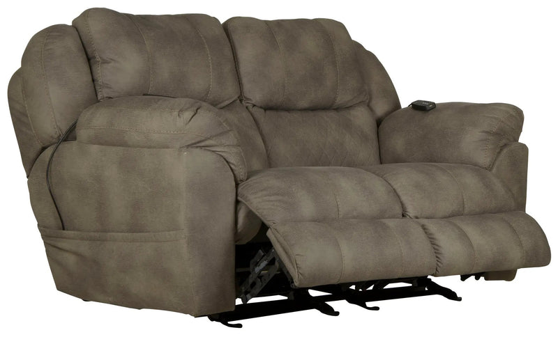 Flynn - Power Lay Flat Rocking Loveseat With Power Adjustable Headrest & Lumbar And Dual Heat & Massage - Fig by Unique Piece Furniture