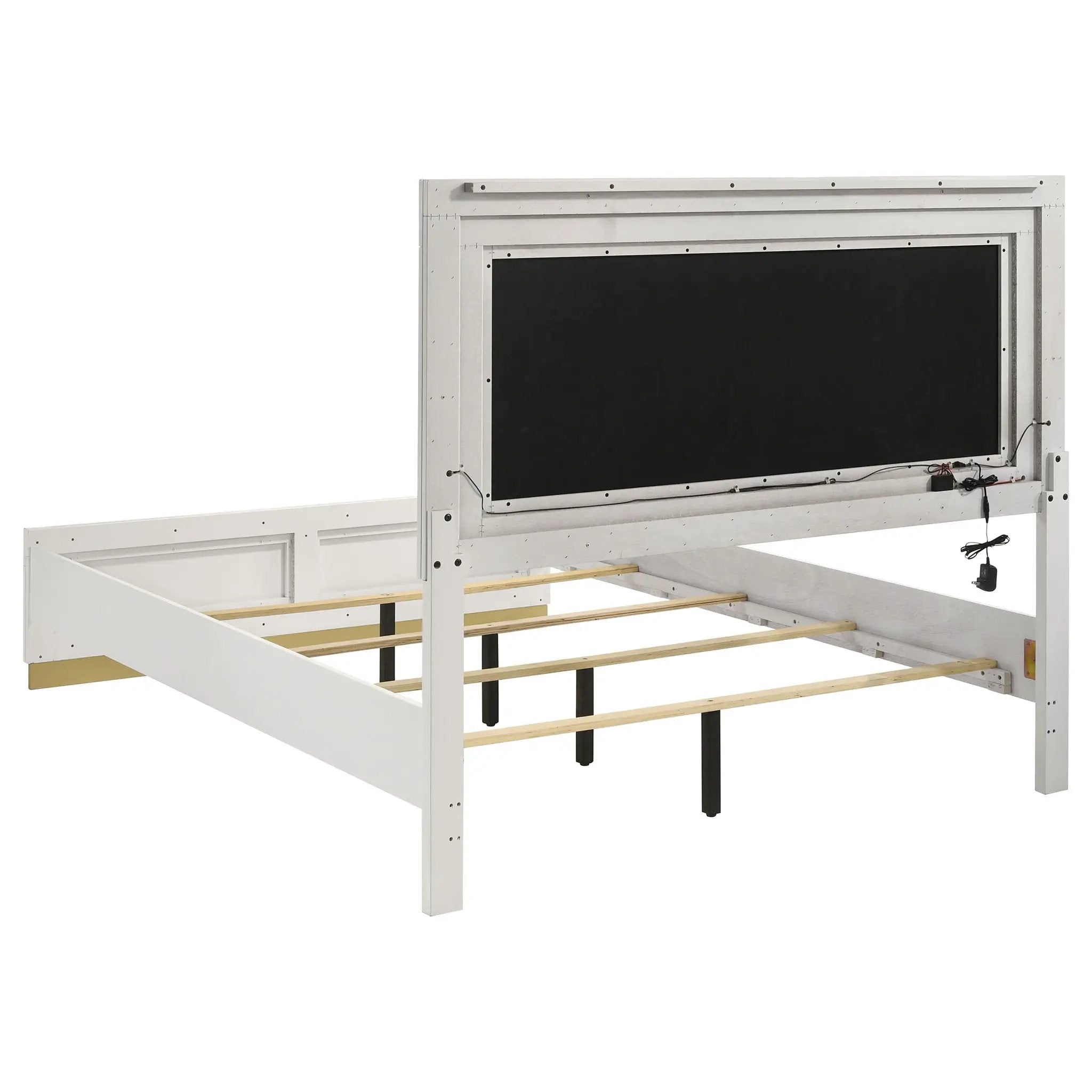 Caraway Wood Queen LED Panel Bed White by Unique Piece Furniture