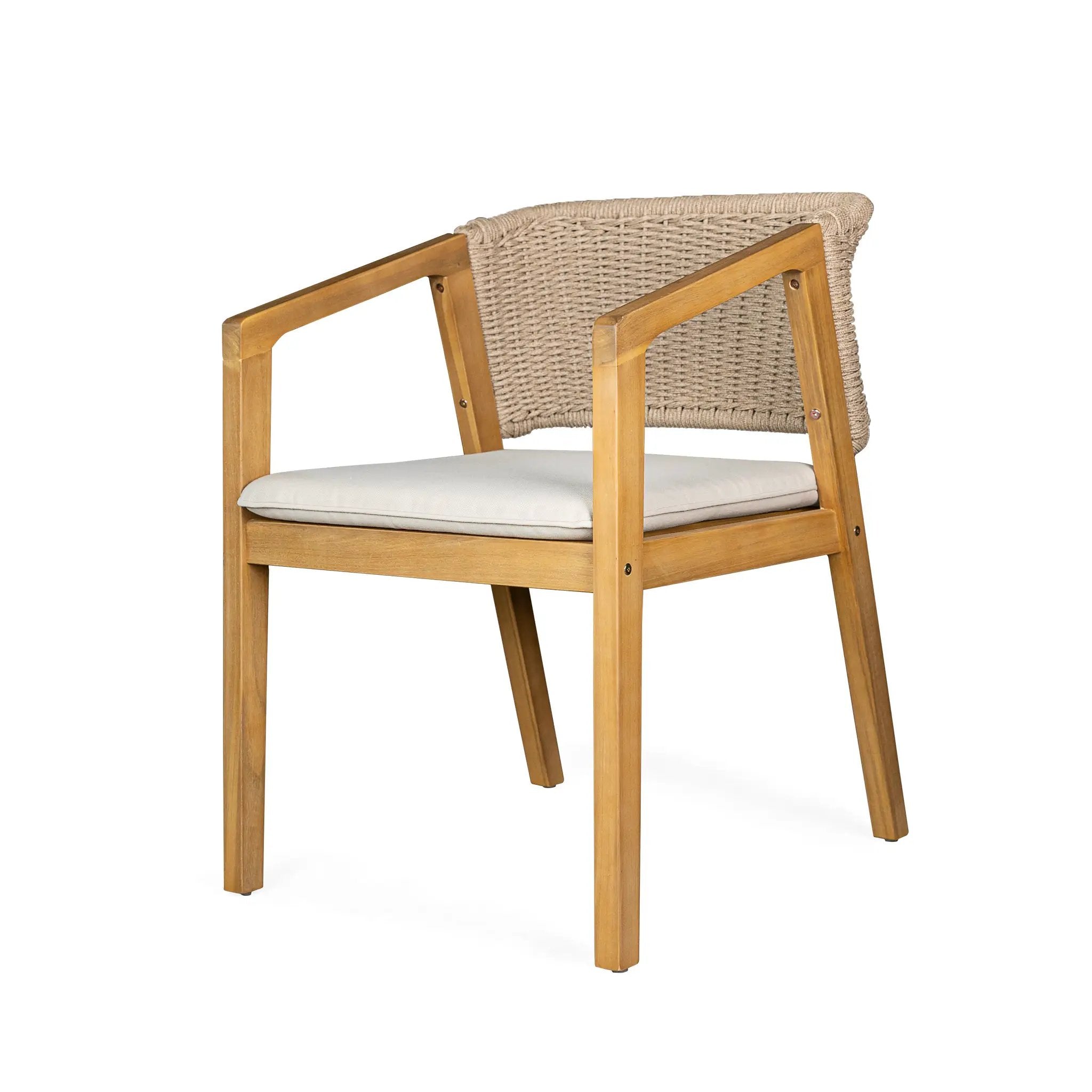 7-Piece Outdoor Dining Set, Acacia Wood Table & 6 Acacia Wood Rope Chairs by HouseOfZazla