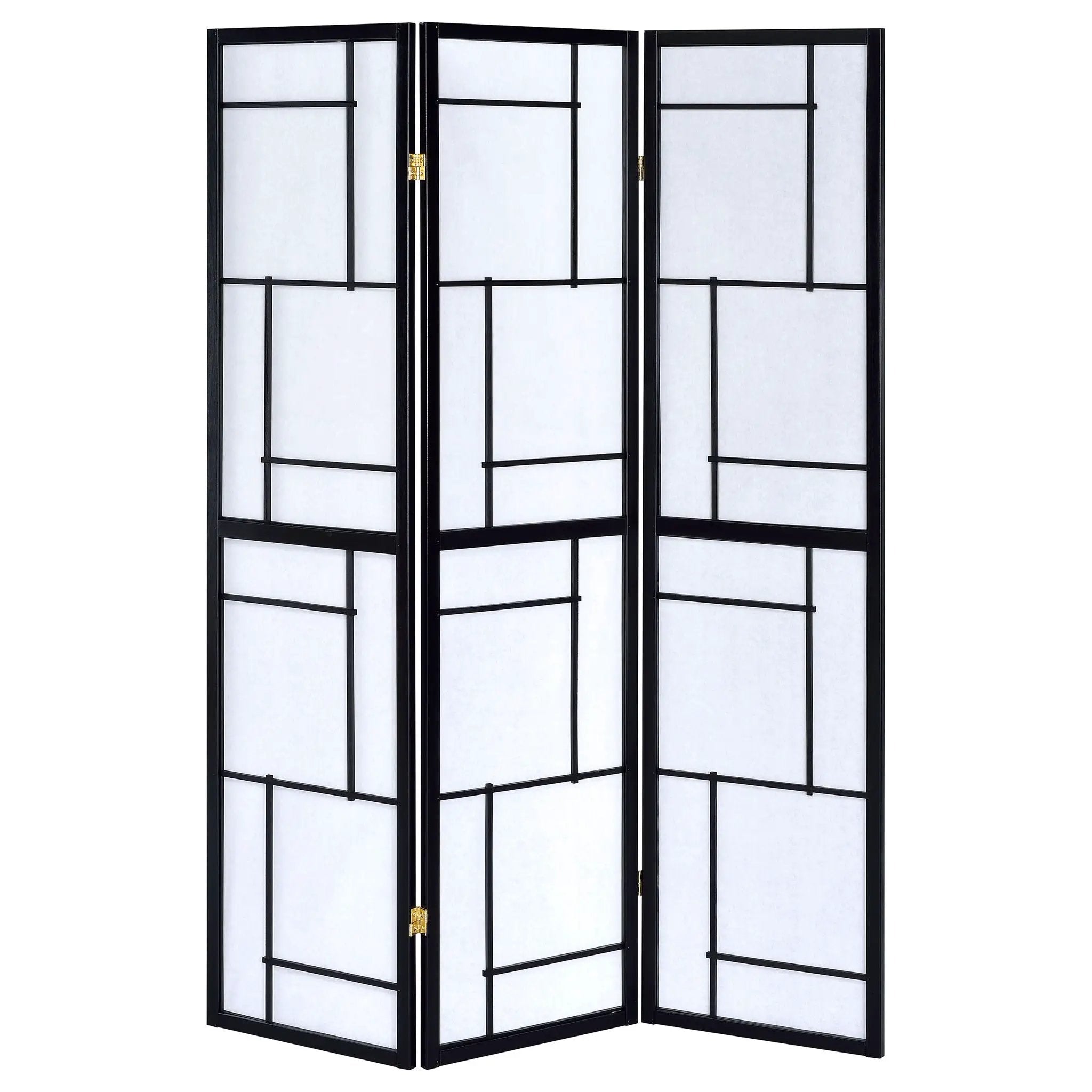 Damis 3-Panel Room Divider Folding Shoji Screen Black by Unique Piece Furniture