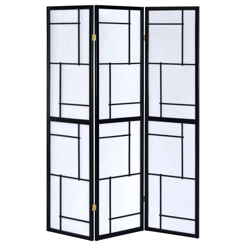 Damis 3-Panel Room Divider Folding Shoji Screen Black by Unique Piece Furniture