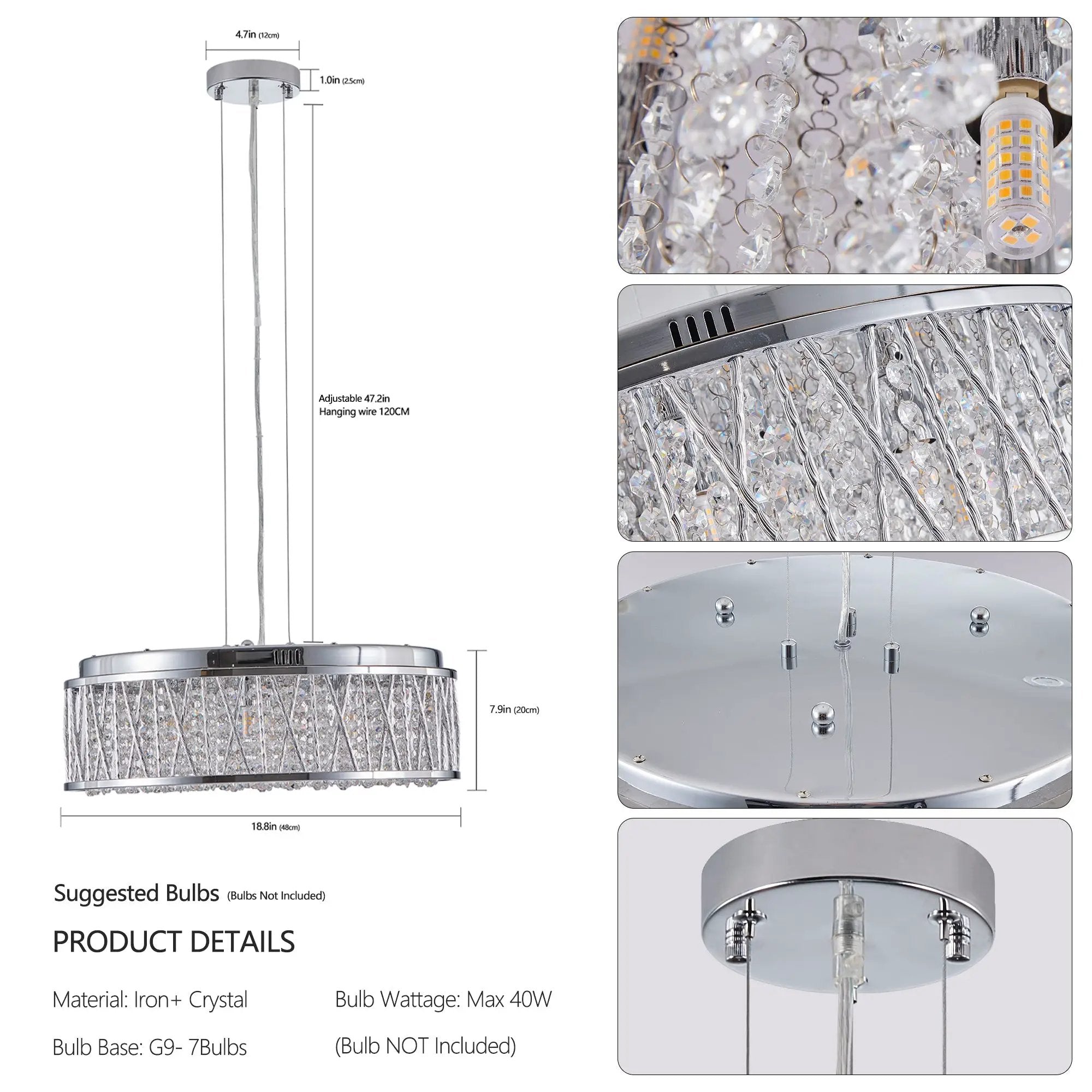 Modern Crystal Chandelier - 19 Inches by HouseOfZazla
