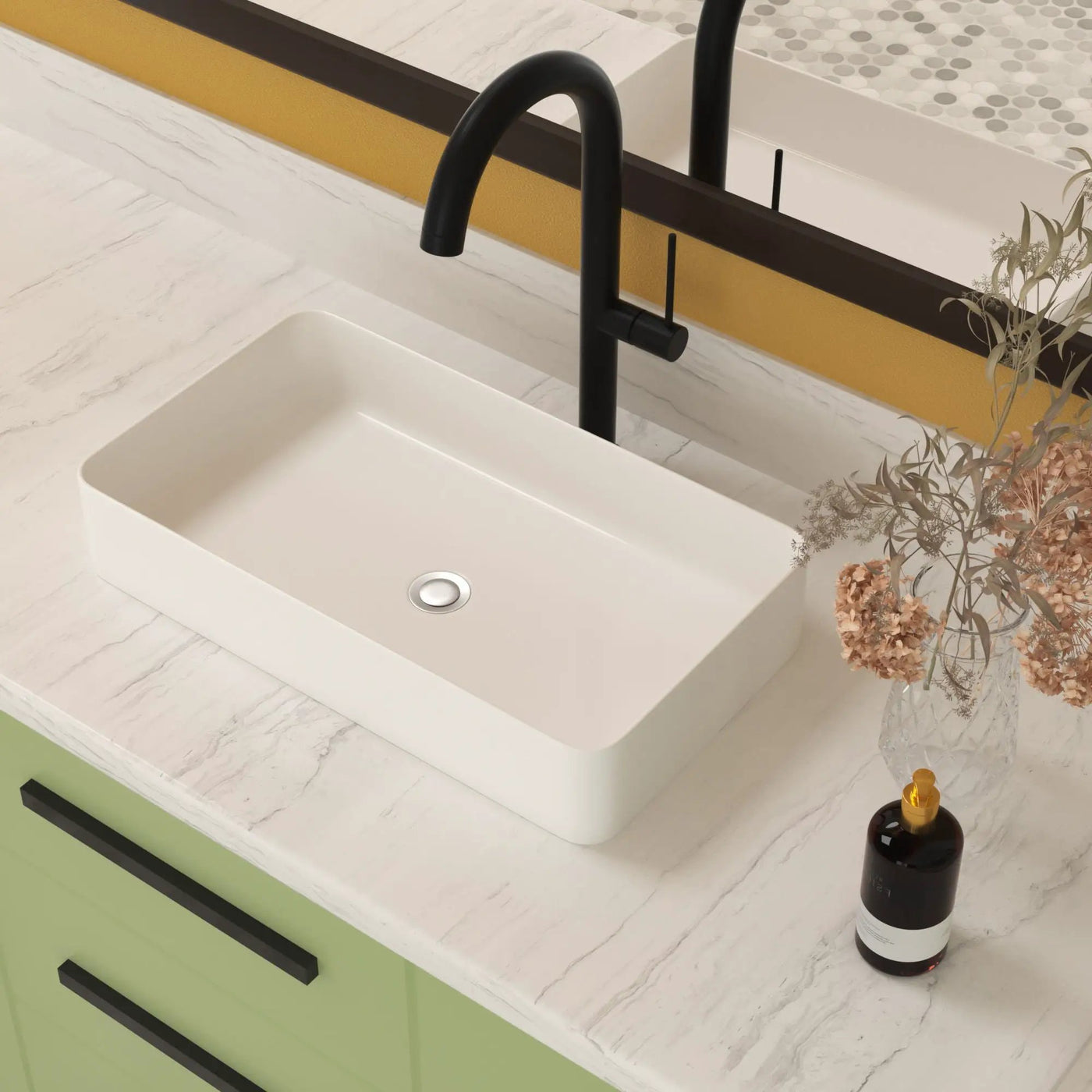 Modern Ceramic Rectangular Bathroom Vessel Sink With European Design by HouseOfZazla