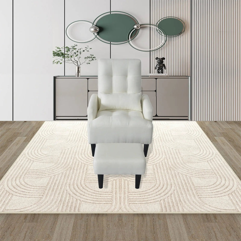 Living Room Sofa Single Chair And Ottoman, Modern Multi-Function Fabric Living Room Sofa Lounge Chair Bed And Stool. Soft Leisure Single Chair Adjustable Into 5 Angles With Sofa Bed by HouseOfZazla