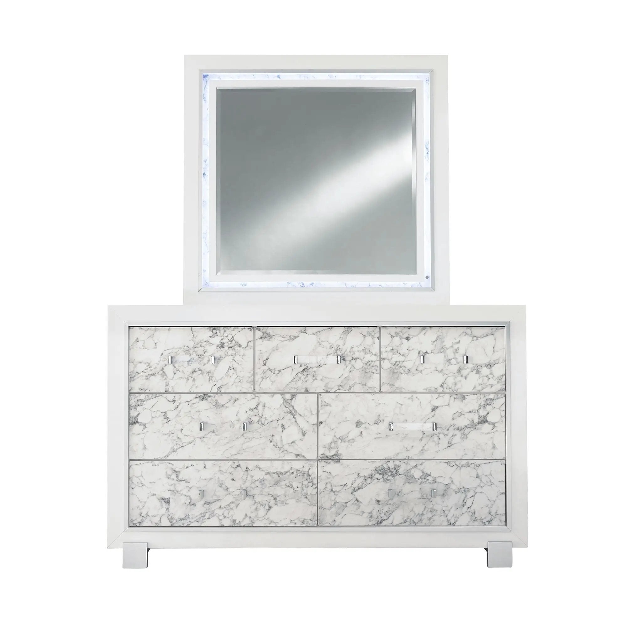 Skye - Marble Mirror - White by Unique Piece Furniture