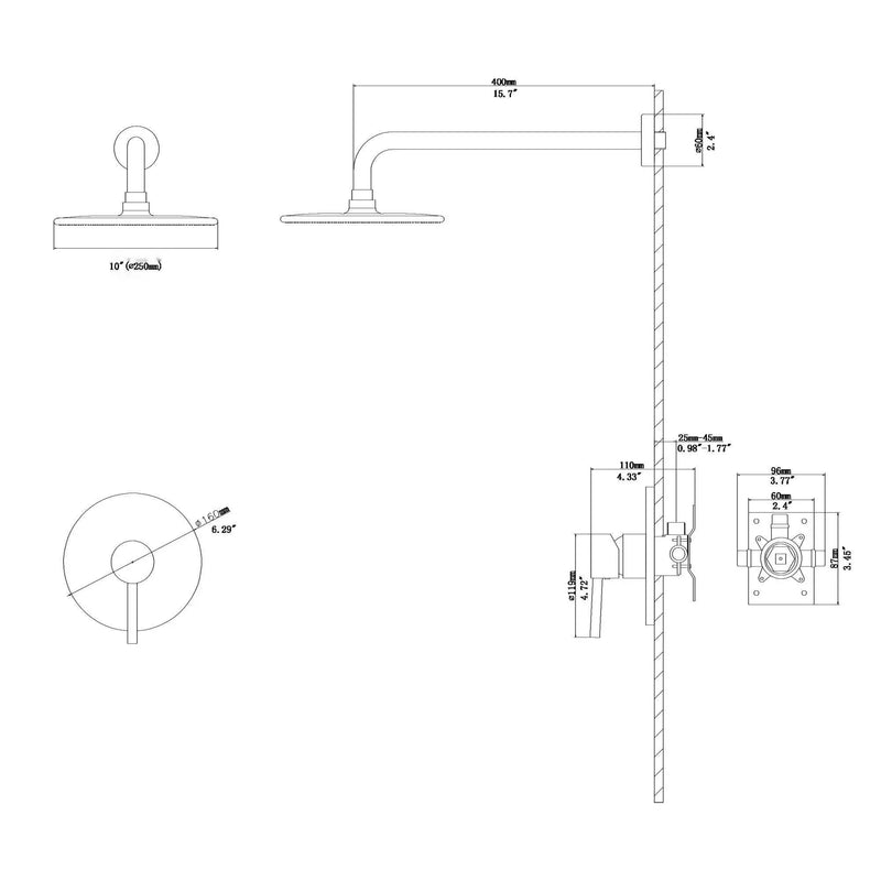 Shower Faucet Set With 10" Rainfall Shower Head And Valve - Brushed Nickel by HouseOfZazla