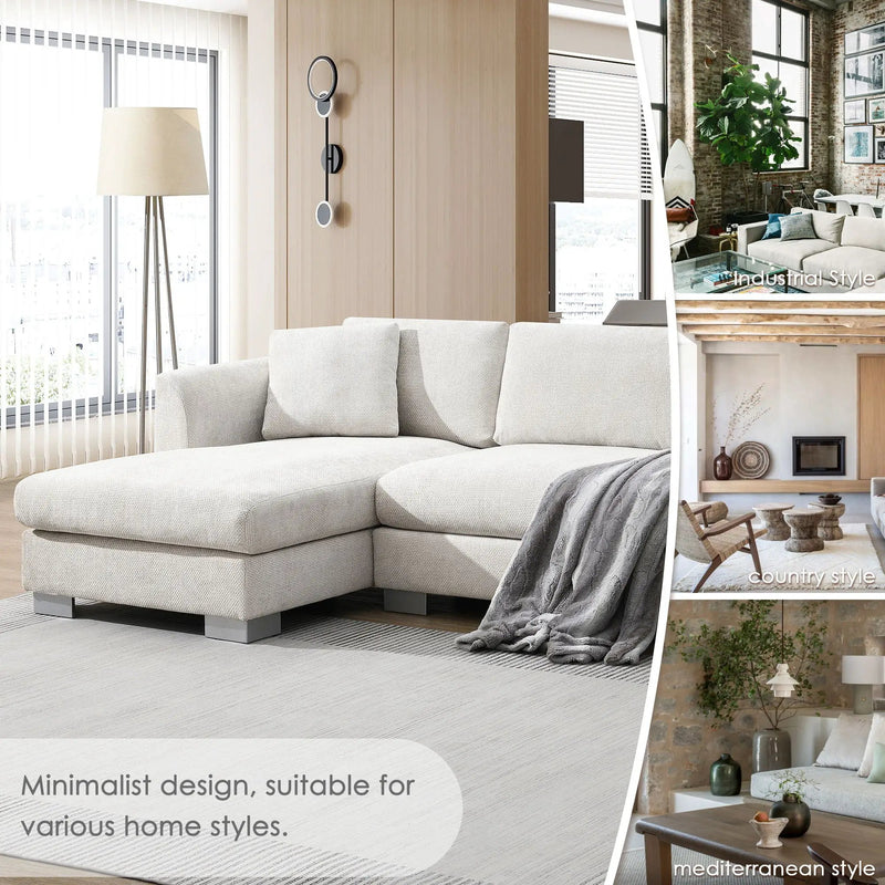 Modern Cloud Sectional Sofa L Shaped Luxury Couch Set With 2 Free Pillows 4 Seat With Oversized Chaise, photo 6 of 7