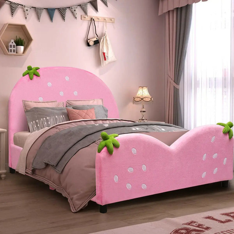 Kids Children Upholstered Berry Pattern Toddler Bed by DirectDeals
