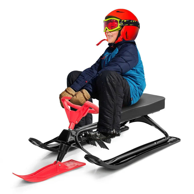 Kids Snow Sand Grass Sled w/ Steering Wheel and Brakes by DirectDeals