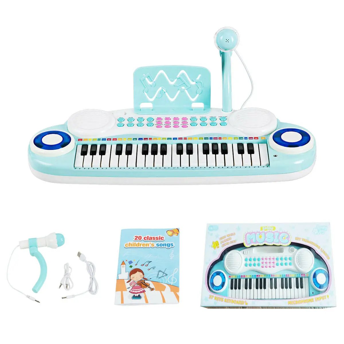 Multifunctional 37 Electric Keyboard Piano with Microphone by DirectDeals
