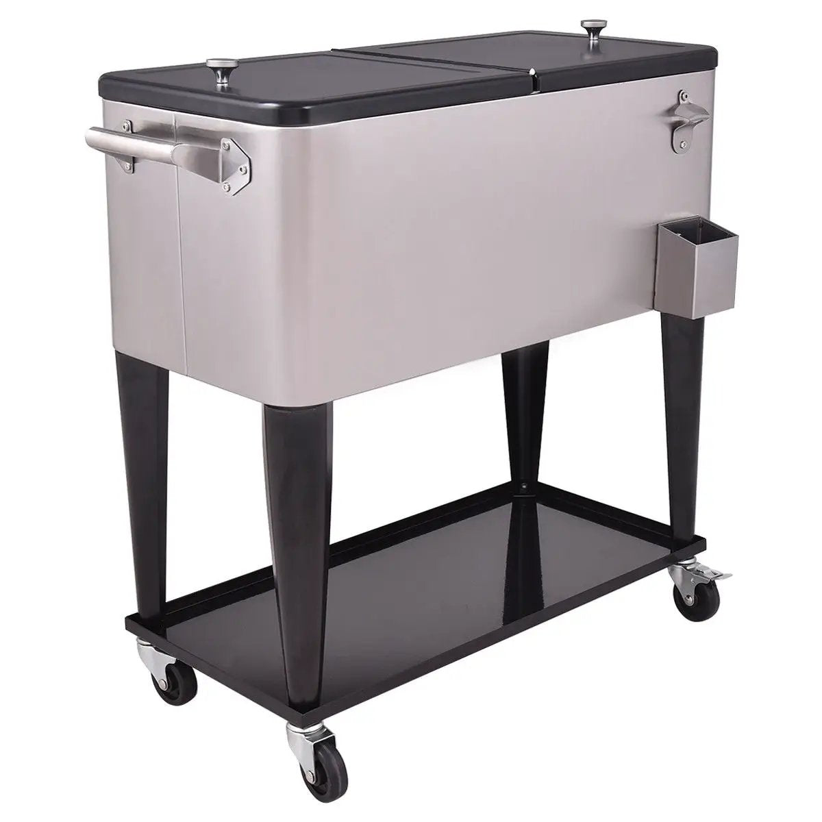 80 Quart Patio Rolling Stainless Steel Ice Beverage Cooler by DirectDeals