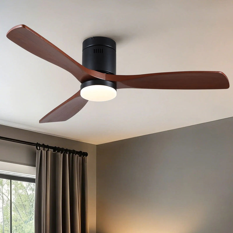 Low Profile Flush Mount Intergrated LED Ceiling Fan With Light And Silent Reversible Motor by Unique Piece Furniture