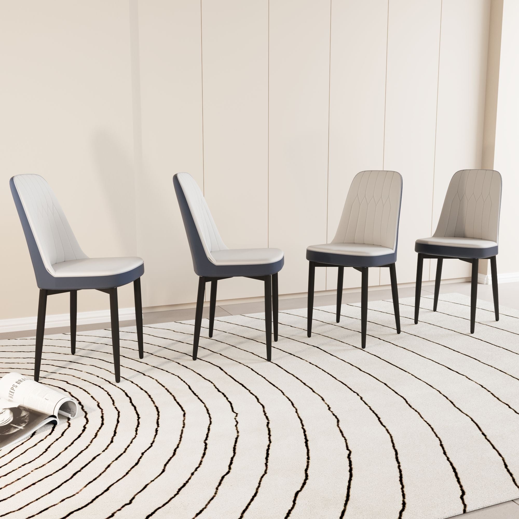 Modern Dining Chair With Cushions And Metal Legs by Unique Piece Furniture