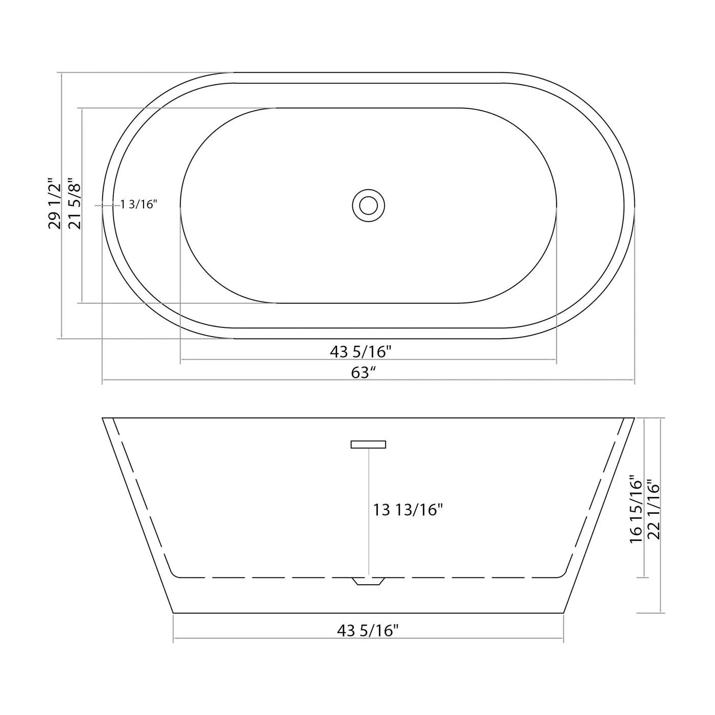 Gloss Freestanding Bathtub With Drain, Stand Alone Soaking Tub by HouseOfZazla