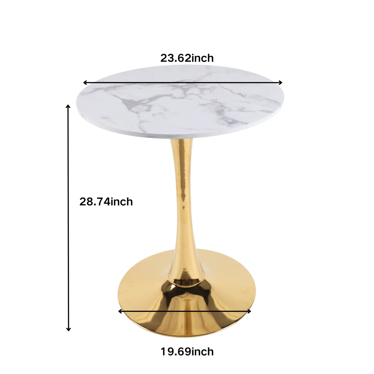 White Marble Tulip Dining Table with Golden Legs by HouseOfZazla