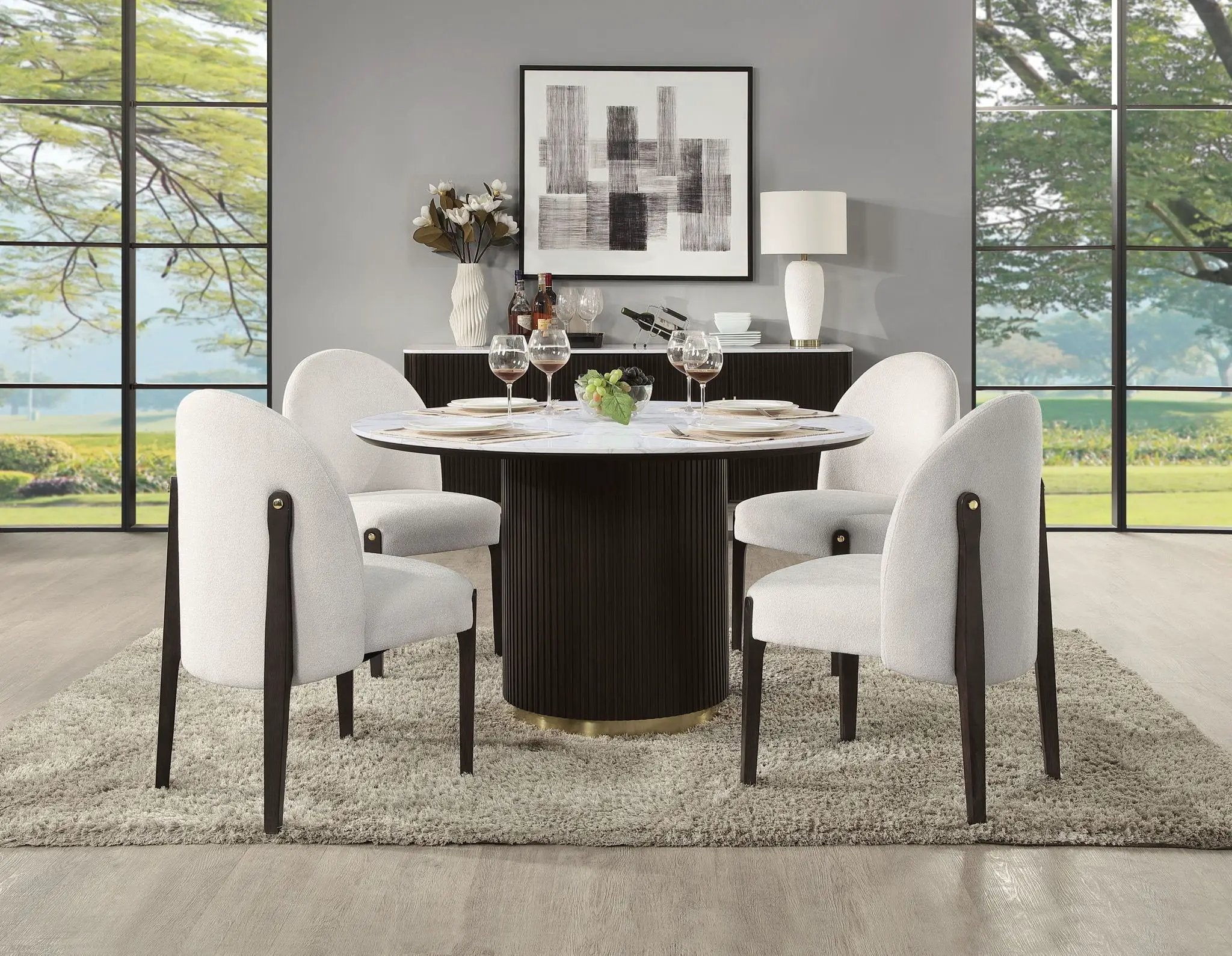 Clayten - Around Dining Table - Marble / Espresso by HouseOfZazla