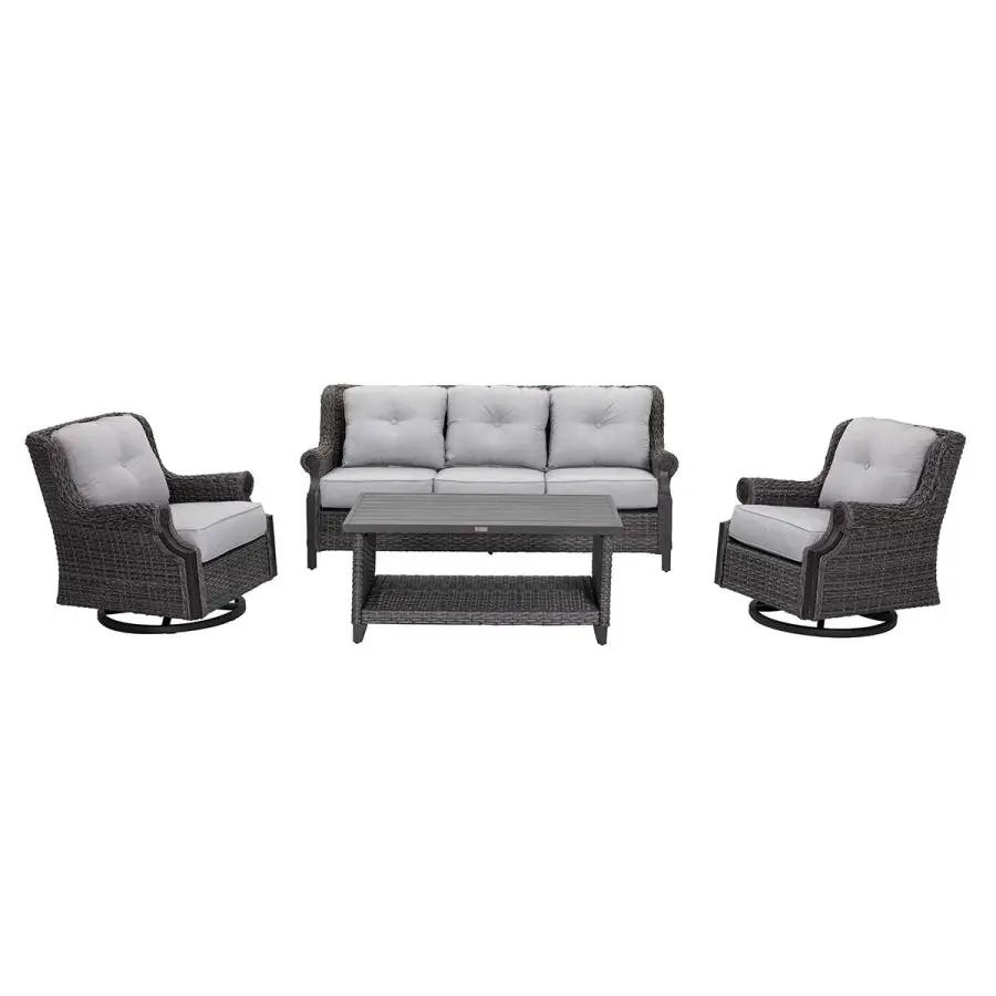 Lassen 4-Piece Wicker Sofa Set with Swivel Rocking Chairs by Outdoor-USA®