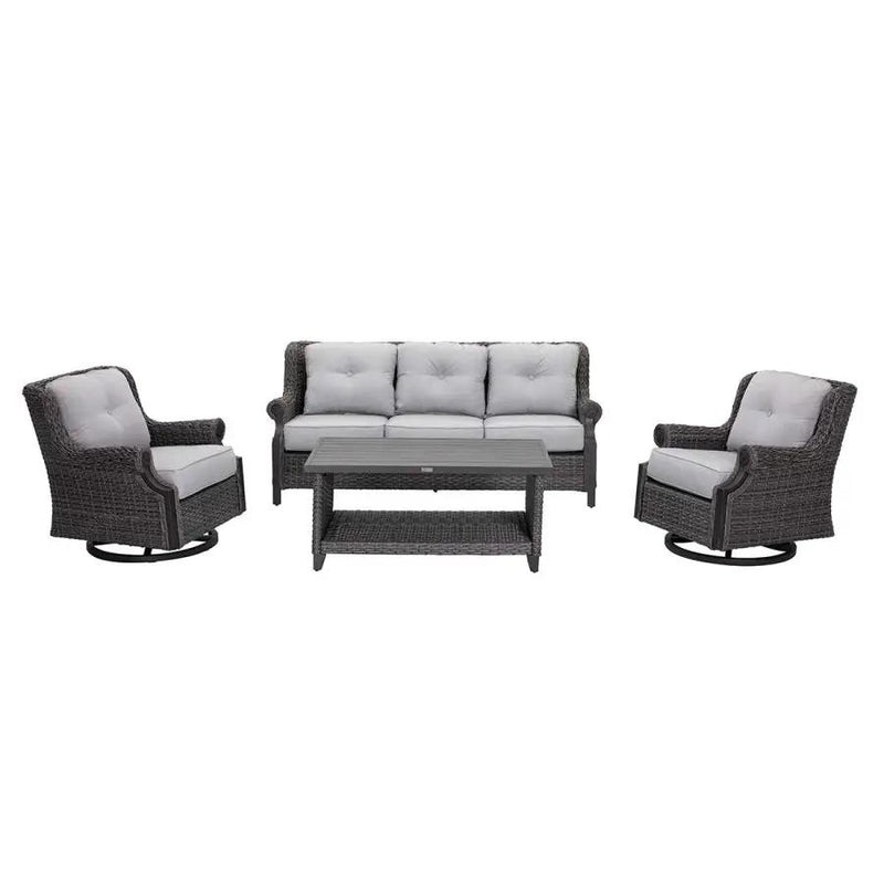 Lassen 4-Piece Wicker Sofa Set with Swivel Rocking Chairs by Outdoor-USA®