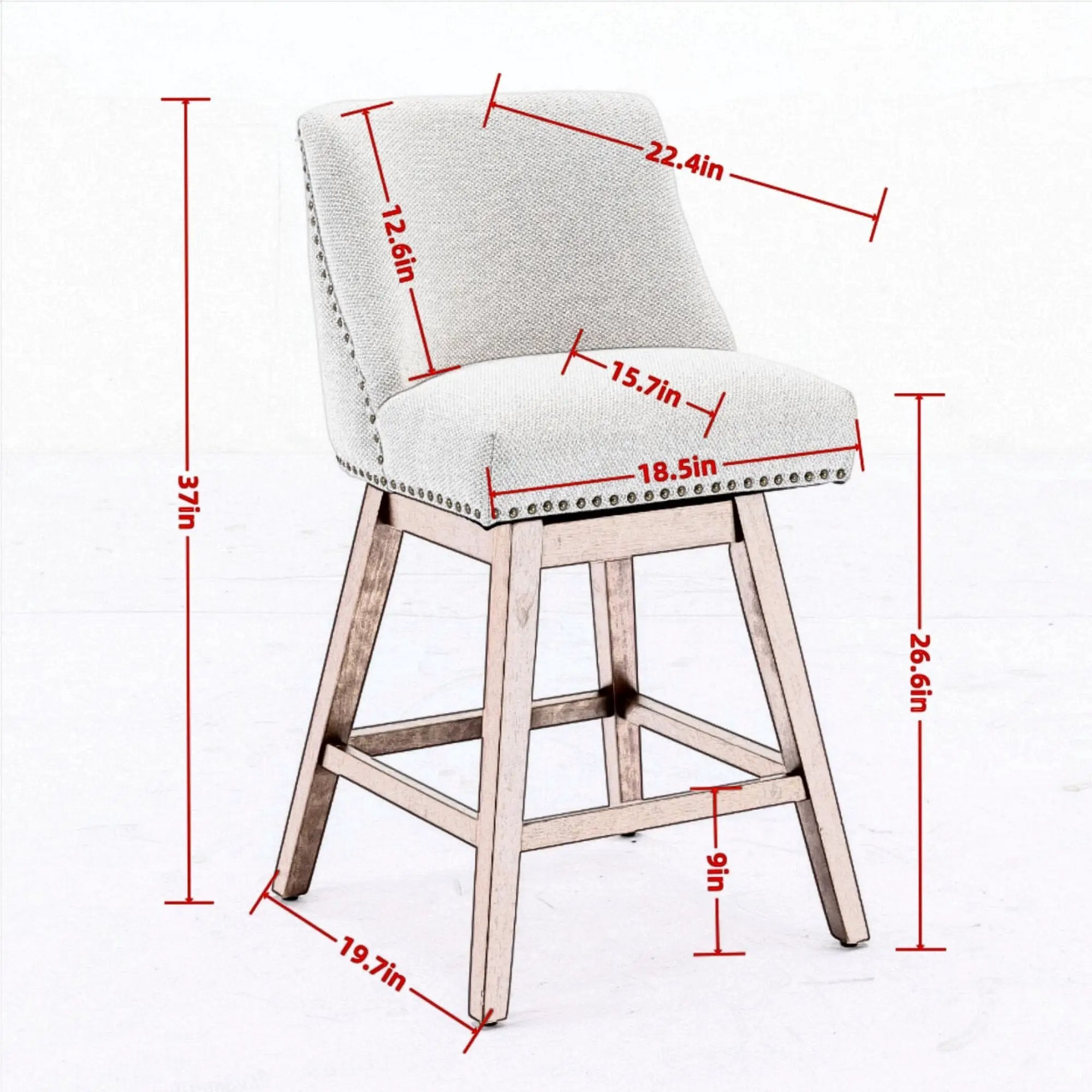 Counter Height Swivel Barstools, 26'' H Seat Height Upholstered Bar Stools (Set of 2), Fabric by Unique Piece Furniture