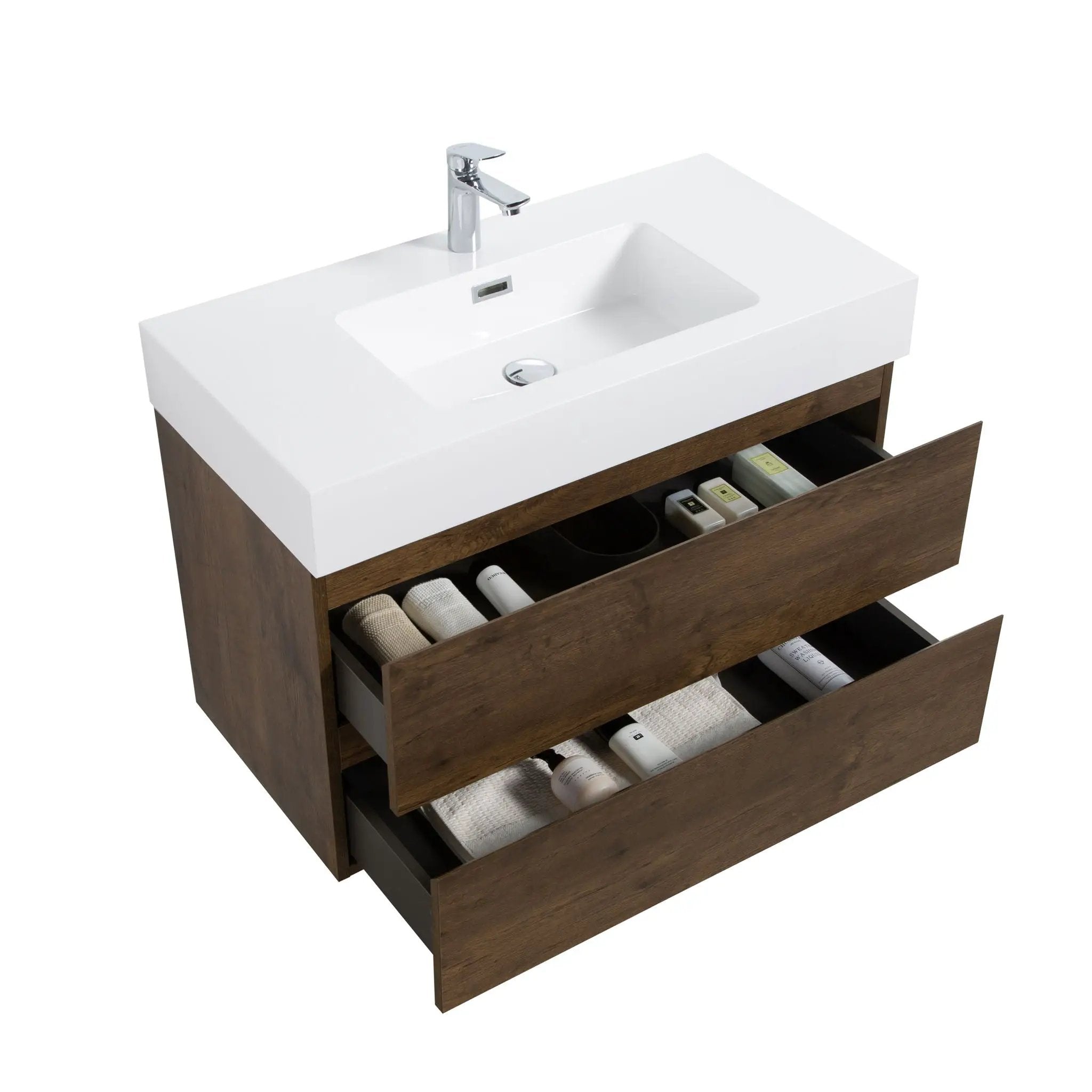 Alice - Bathroom Vanity Wall Mounted With Sink, Large Storage Floating Bathroom Vanity For Modern Bathroom, One-Piece Sink Basin Without Drain And Faucet by Unique Piece Furniture