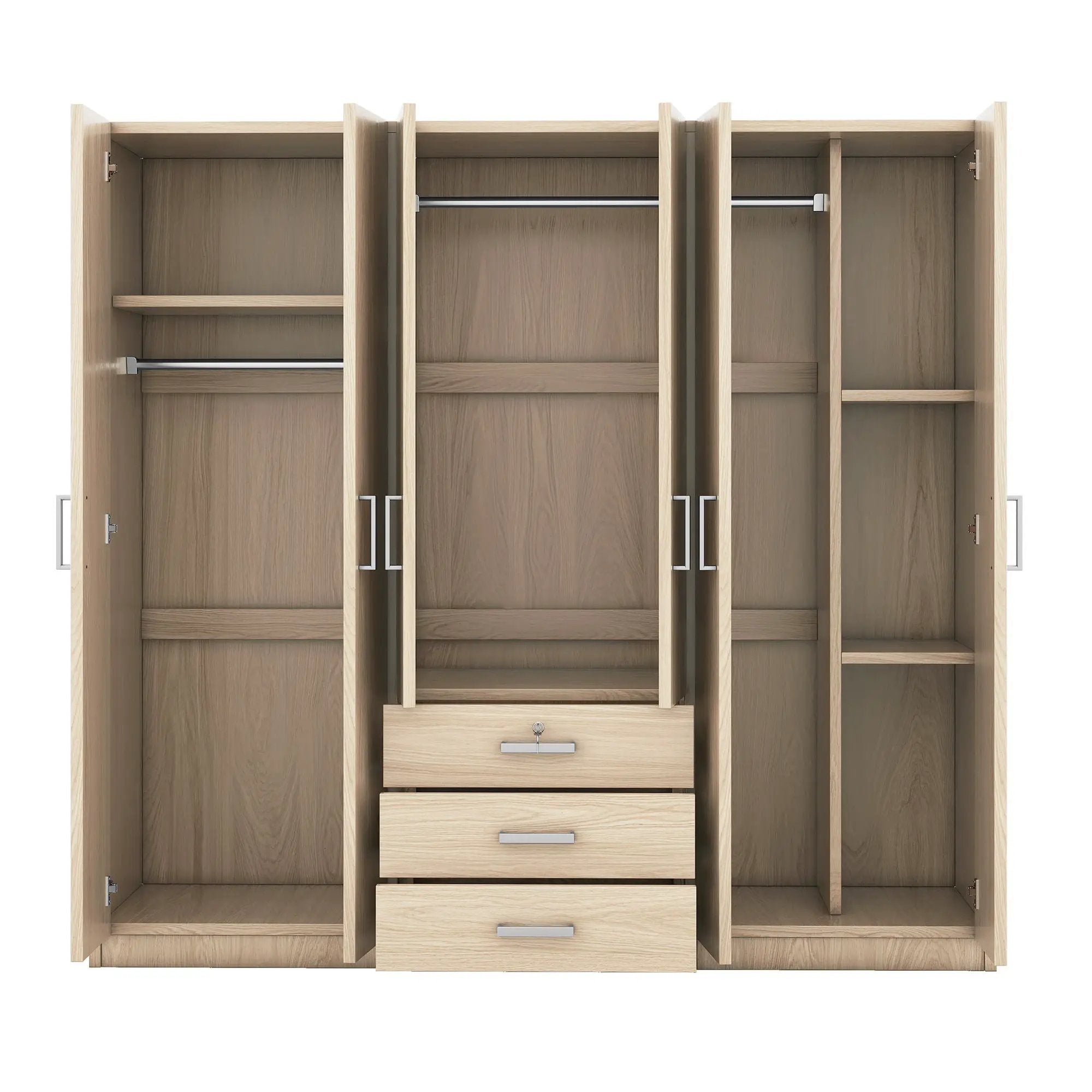 6 Doors Wardrobe Storage For Bedroom, With Big Drawers by HouseOfZazla